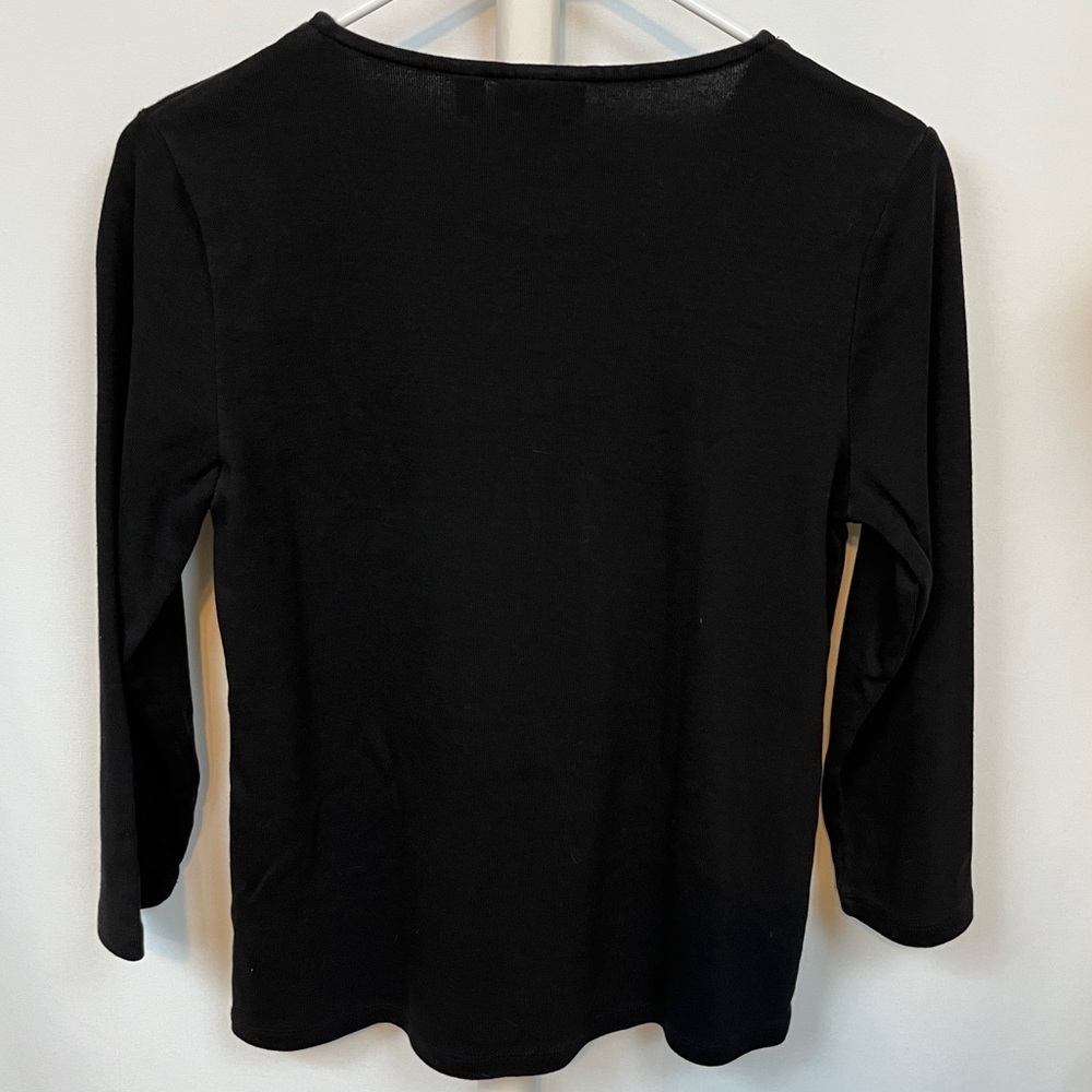 Black Long Sleeve Sweater Blouse With Front Zipper Size Medium - Picture 4 of 6